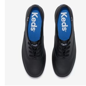 Keds Champion Originals Leather Lace Up Leather, Black, size 8.5, NWT